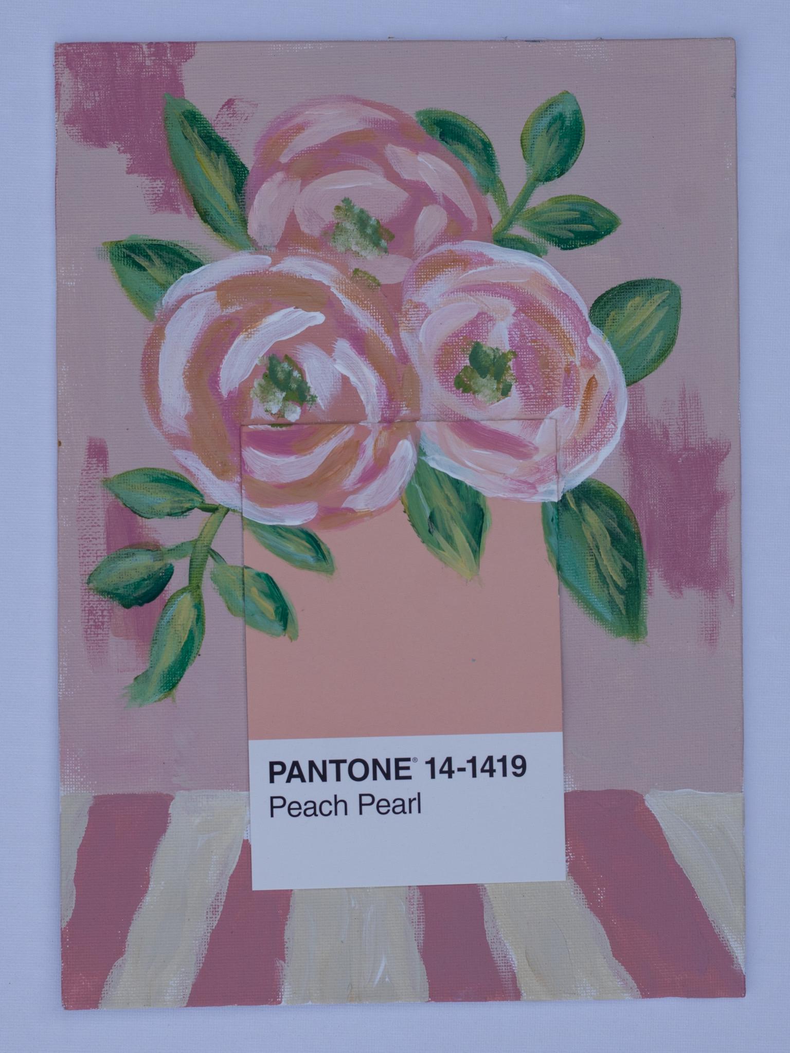 Pantone Peach Pearl Print | Peach Floral Wall Art | Modern Botanical Print | Contemporary Still Life | Neutral Home Decor | A4 & A5 Print