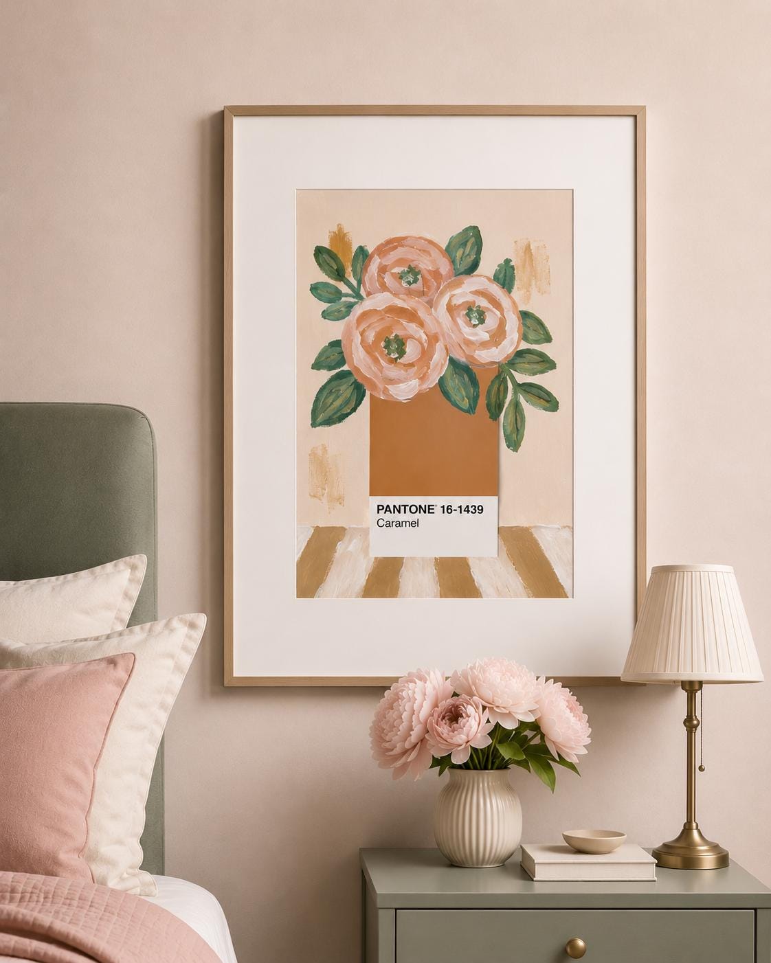 Pantone Caramel Print | Neutral Floral Wall Art | Botanical Fine Art Print | Contemporary Flower Decor | A4 A5 Print