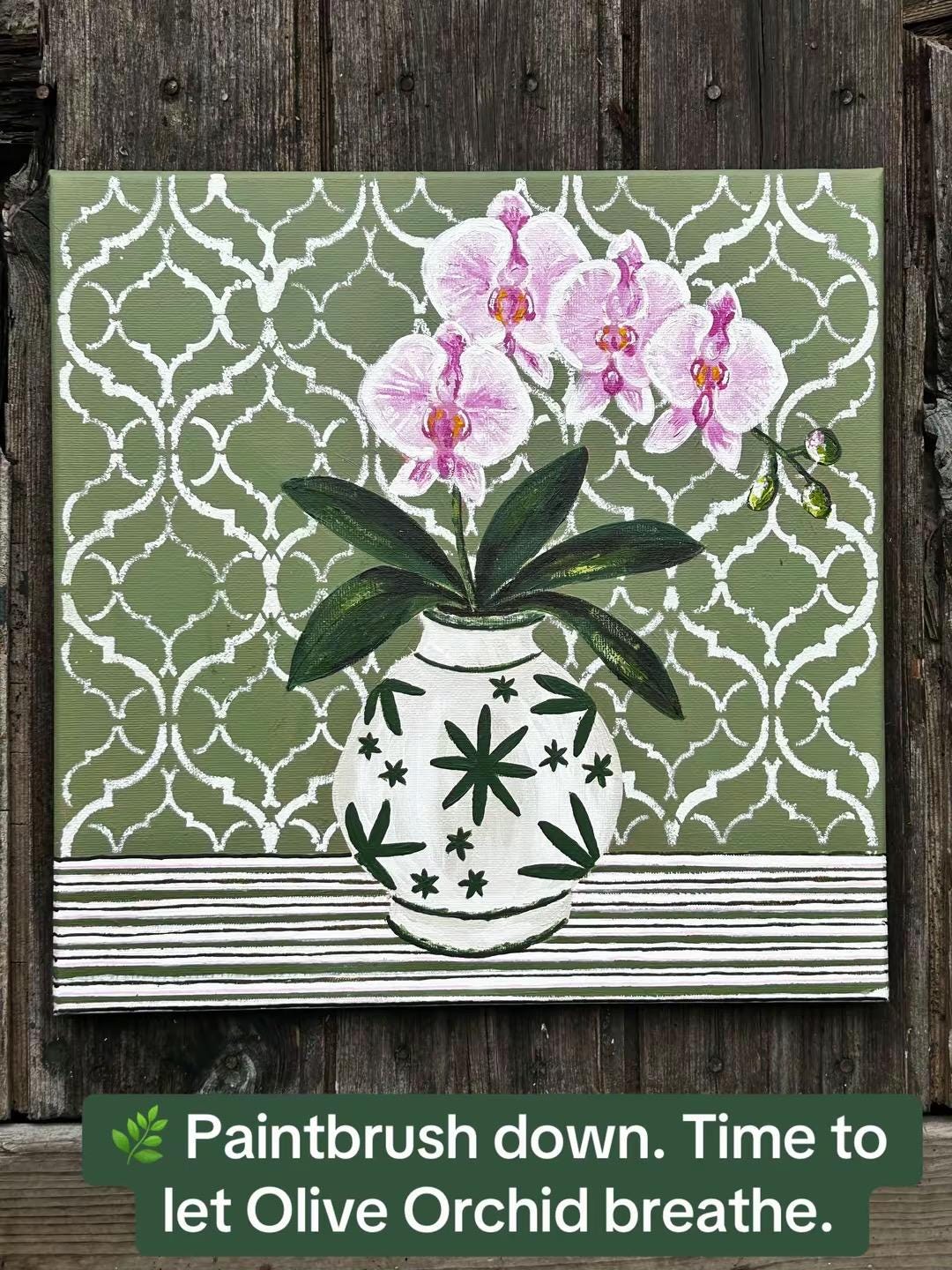 Olive Orchid Print | Hamptons Chinoiserie Botanical (12x12 Fine Art Print)