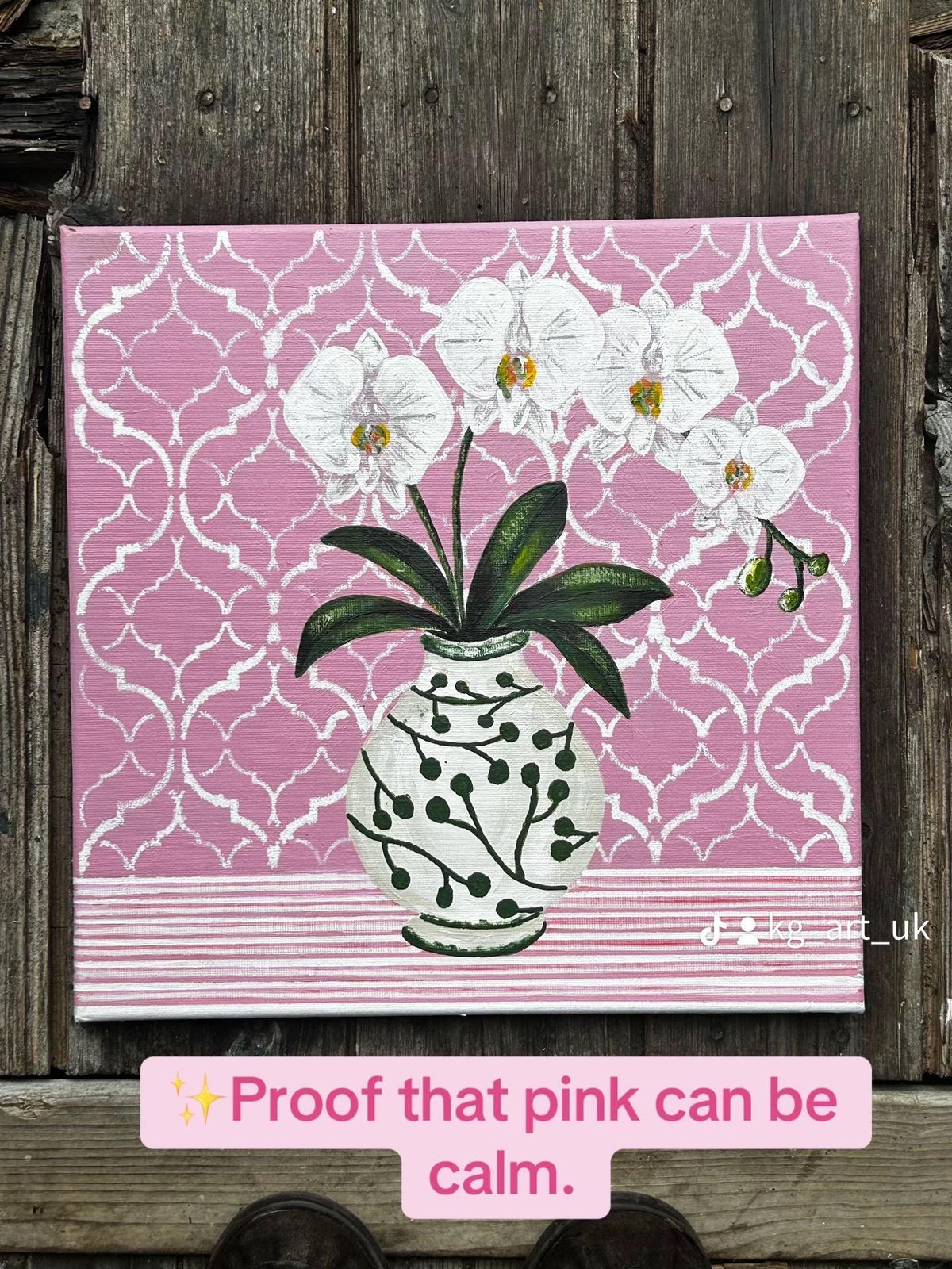 Dusky Pink Orchid | Hamptons Chinoiserie Botanical Wall Art (12x12 Fine Art)