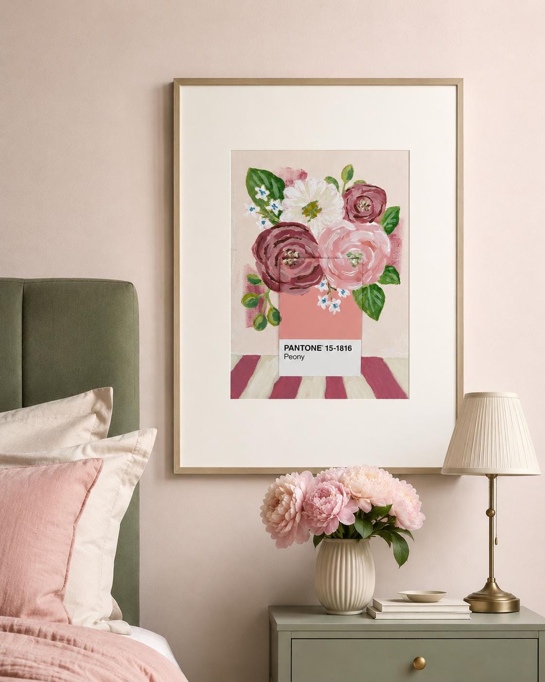 Pantone Peony Print | Pink Floral Wall Art | Botanical Fine Art Print | Blush Flower Decor | Contemporary Gallery Wall