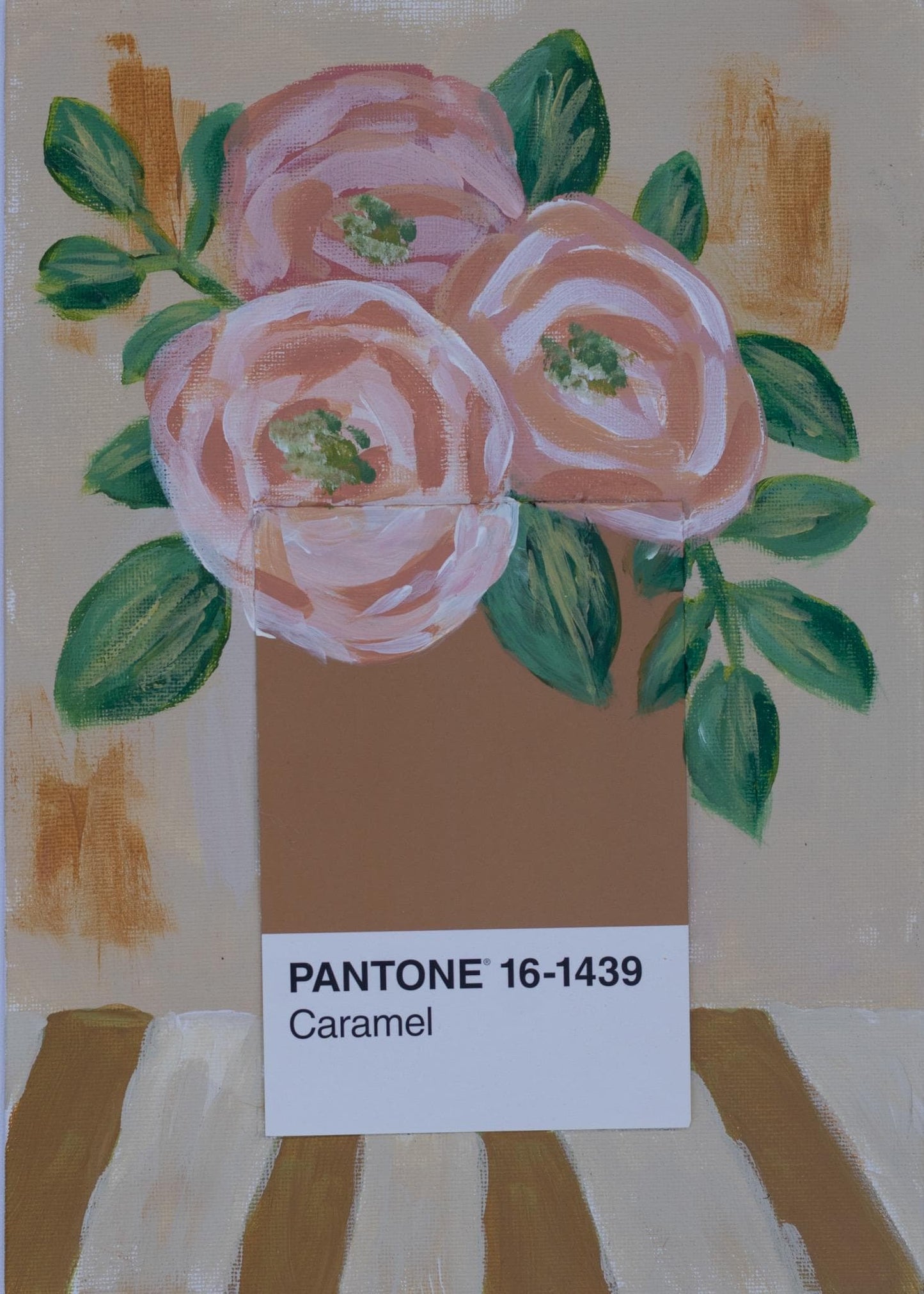 Pantone Caramel Print | Neutral Floral Wall Art | Botanical Fine Art Print | Contemporary Flower Decor | A4 A5 Print