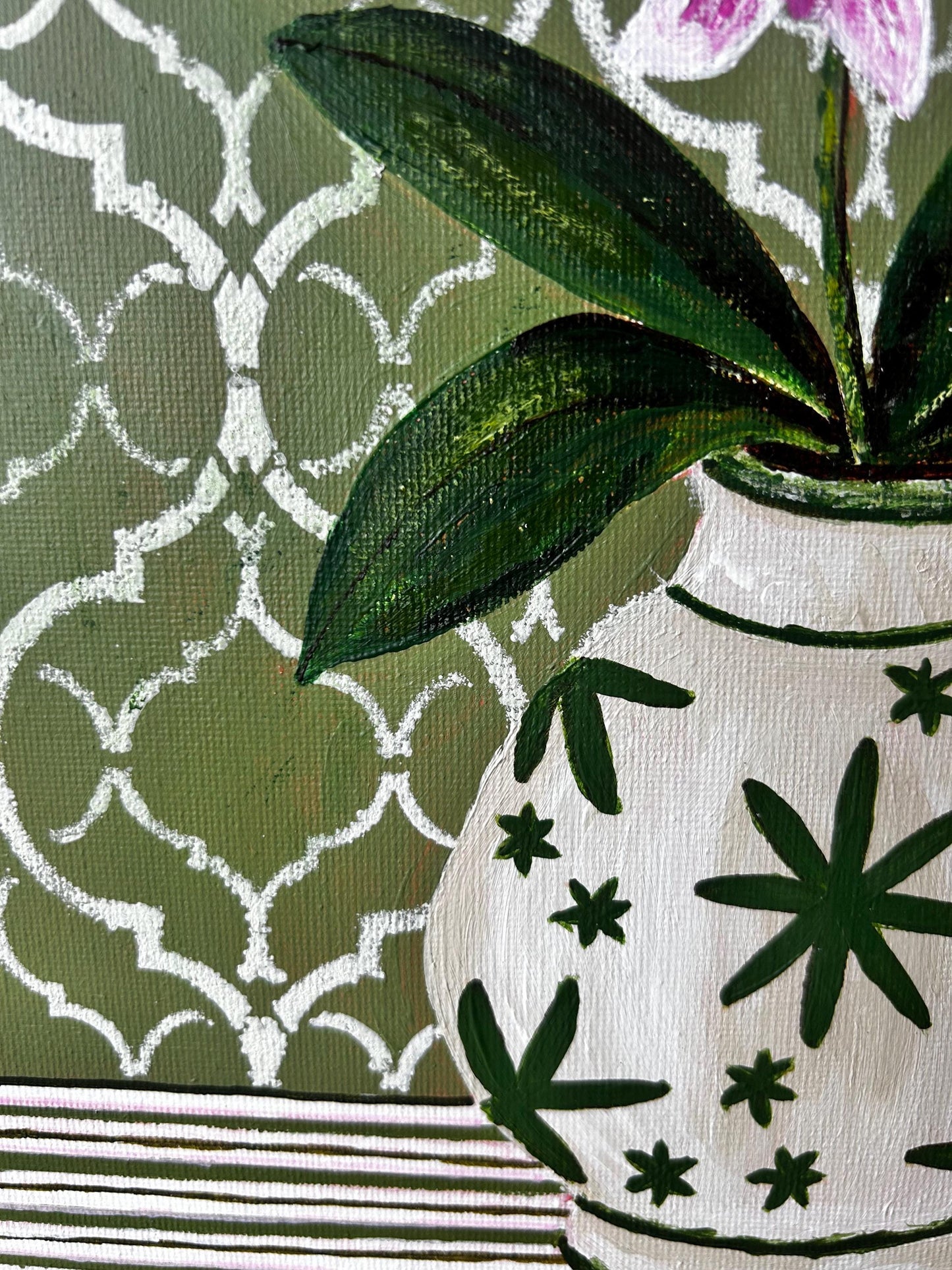 Olive Orchid Print | Hamptons Chinoiserie Botanical (12x12 Fine Art Print)