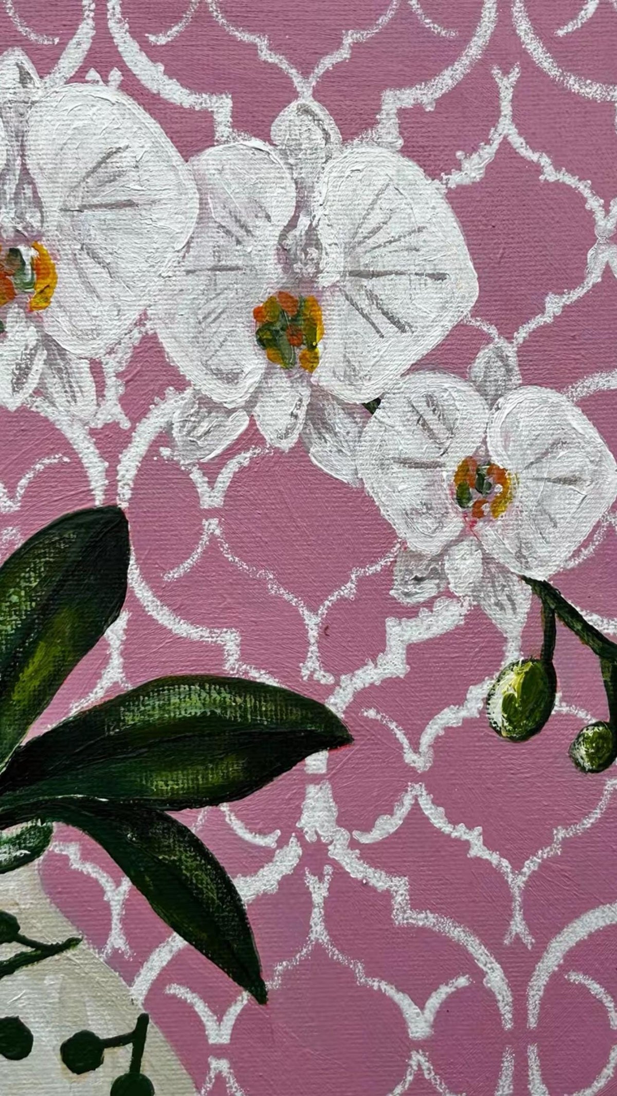 Dusky Pink Orchid | Hamptons Chinoiserie Botanical Wall Art (12x12 Fine Art)