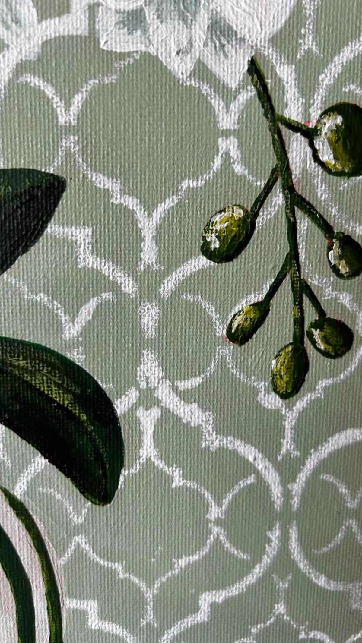 Willow Orchid Print | Hamptons Chinoiserie Botanical Wall Decor (12x12 Fine Art Print)