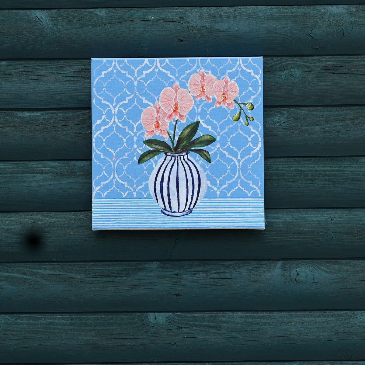 Cornflower Orchid Print | Hamptons Chinoiserie Botanical Wall Art (12x12)