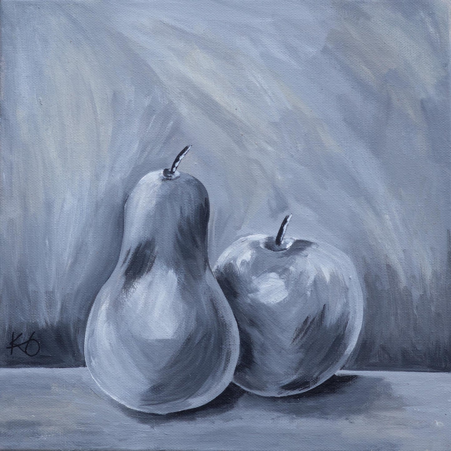 Quiet Harvest Fine Art Print | Neutral Pear & Apple Still Life | Contemporary Kitchen Wall Art | Minimalist Home Decor (12x12)