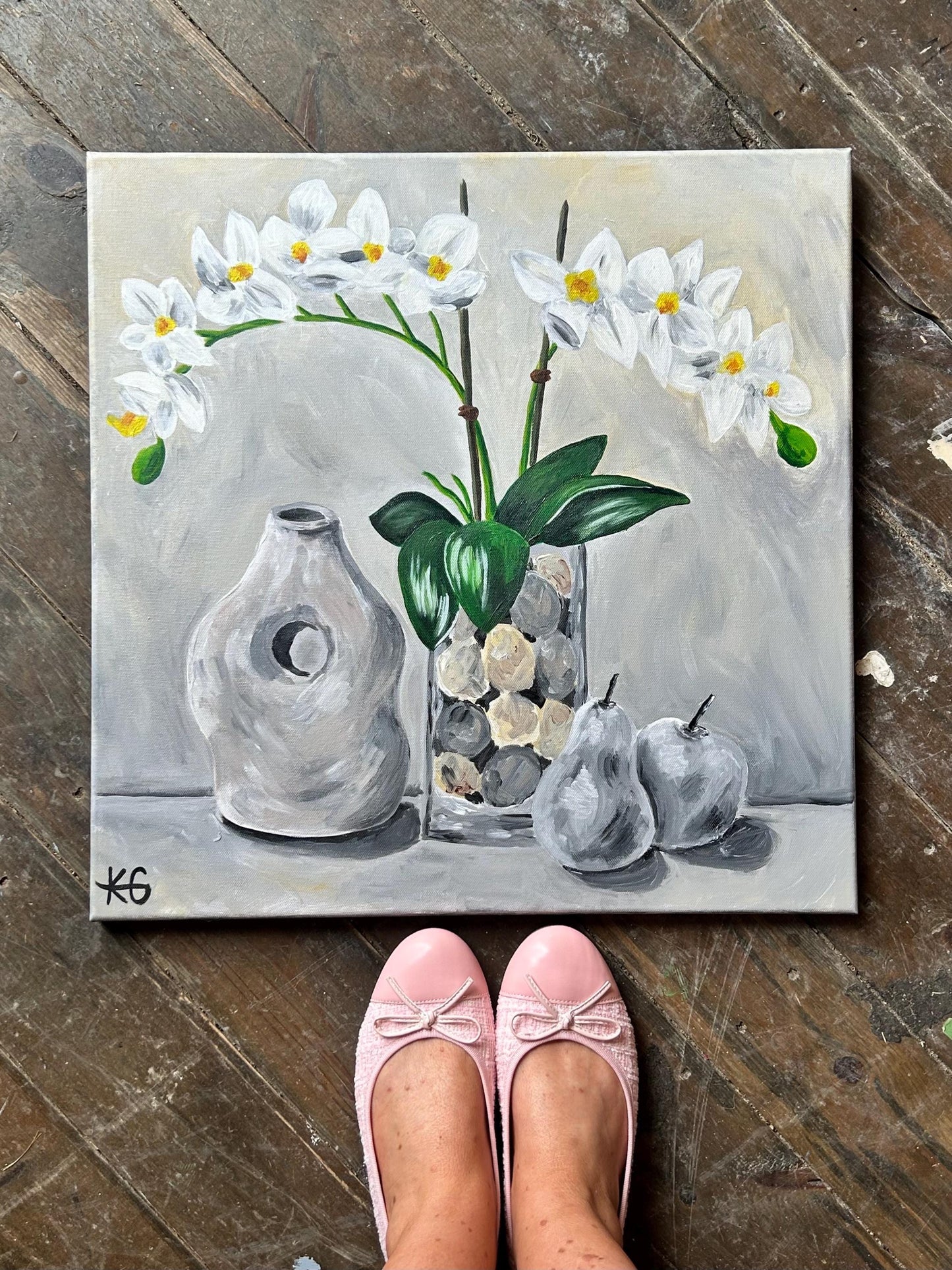 Quiet Balance Fine Art Print | Neutral Orchid Still Life | Contemporary Botanical Wall Art | Modern Home Decor | 20x20 15x15 12x12 Print