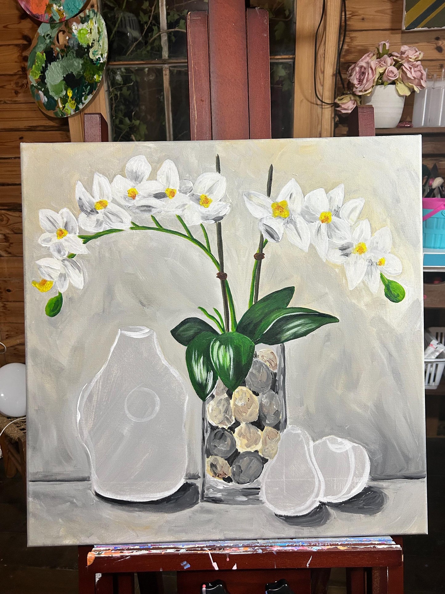 Quiet Balance Fine Art Print | Neutral Orchid Still Life | Contemporary Botanical Wall Art | Modern Home Decor | 20x20 15x15 12x12 Print