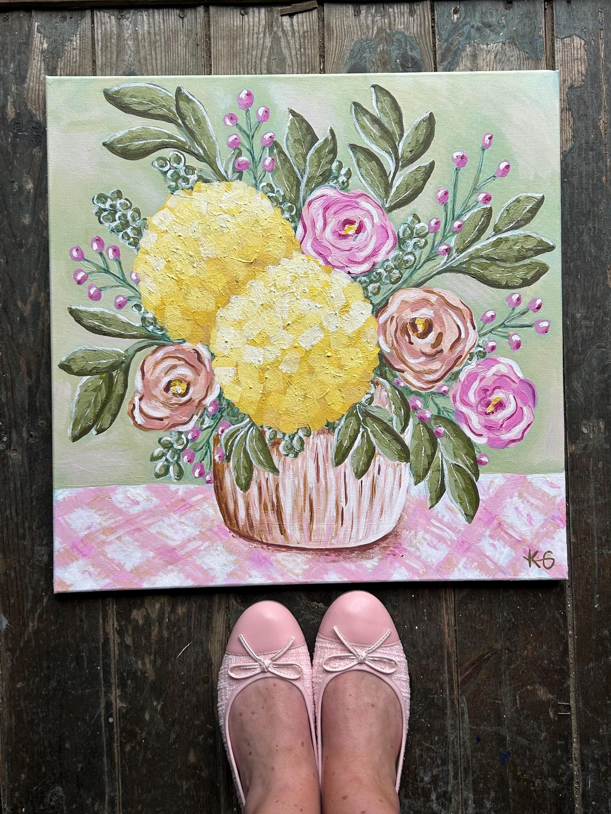 Butter Bloom Fine Art Print | Yellow Hydrangea Floral Wall Art | Cottage Garden Still Life | Contemporary Botanical Print | 50x50 Print